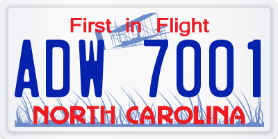 NC license plate ADW7001