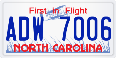 NC license plate ADW7006