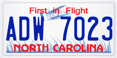 NC license plate ADW7023