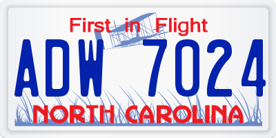 NC license plate ADW7024