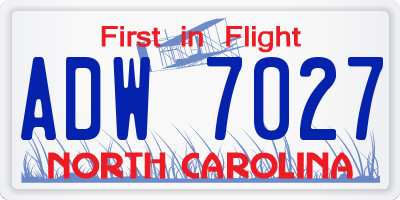 NC license plate ADW7027