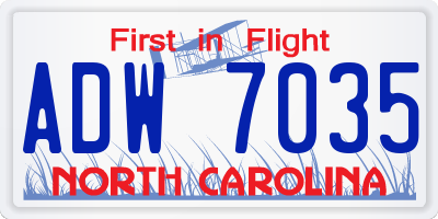 NC license plate ADW7035