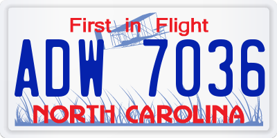 NC license plate ADW7036