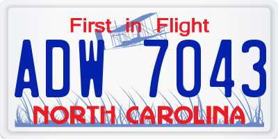 NC license plate ADW7043