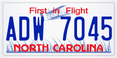 NC license plate ADW7045