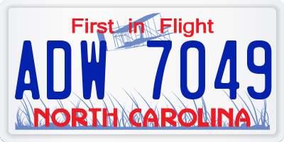 NC license plate ADW7049
