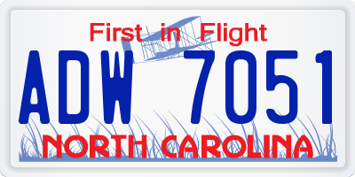 NC license plate ADW7051