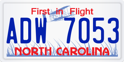 NC license plate ADW7053