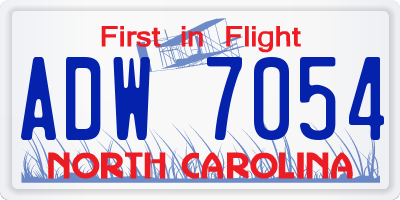NC license plate ADW7054