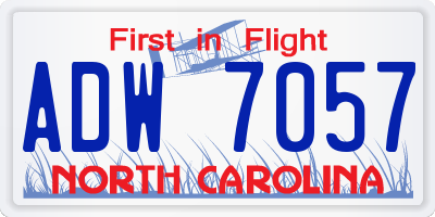 NC license plate ADW7057