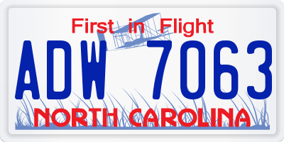 NC license plate ADW7063