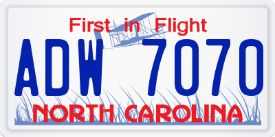 NC license plate ADW7070