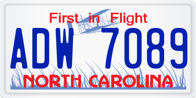 NC license plate ADW7089