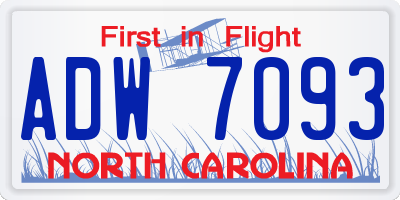 NC license plate ADW7093