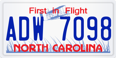 NC license plate ADW7098