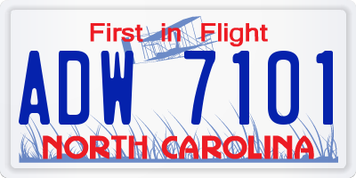 NC license plate ADW7101