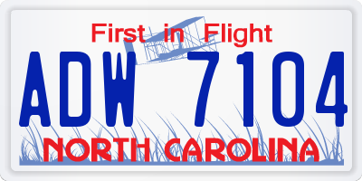 NC license plate ADW7104
