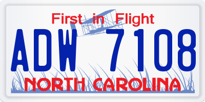NC license plate ADW7108