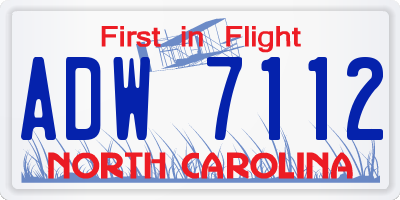 NC license plate ADW7112