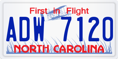 NC license plate ADW7120