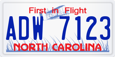 NC license plate ADW7123