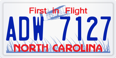 NC license plate ADW7127