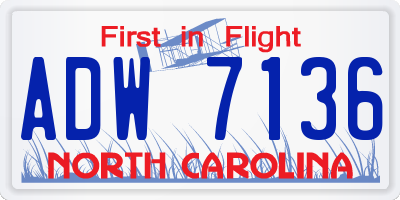 NC license plate ADW7136
