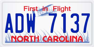 NC license plate ADW7137