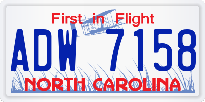 NC license plate ADW7158