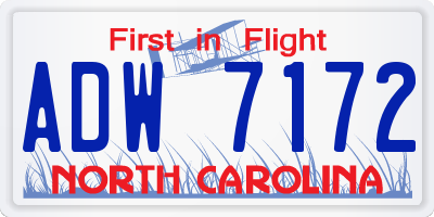 NC license plate ADW7172