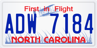 NC license plate ADW7184