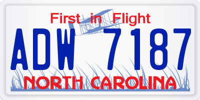 NC license plate ADW7187