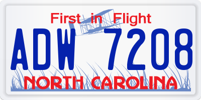NC license plate ADW7208
