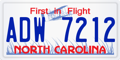 NC license plate ADW7212