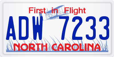 NC license plate ADW7233