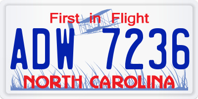 NC license plate ADW7236