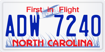 NC license plate ADW7240