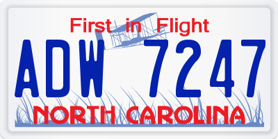 NC license plate ADW7247