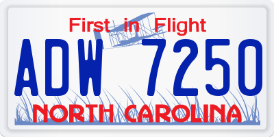 NC license plate ADW7250