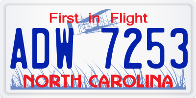 NC license plate ADW7253
