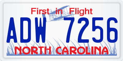 NC license plate ADW7256