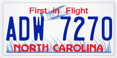NC license plate ADW7270