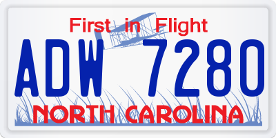 NC license plate ADW7280