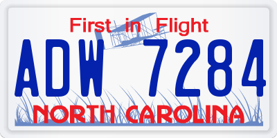 NC license plate ADW7284