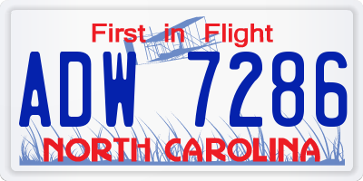 NC license plate ADW7286