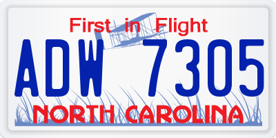 NC license plate ADW7305
