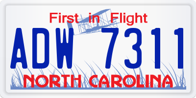 NC license plate ADW7311