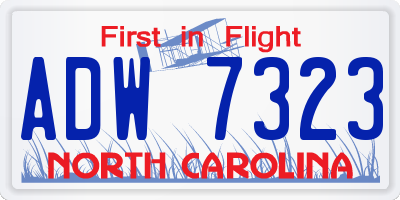 NC license plate ADW7323