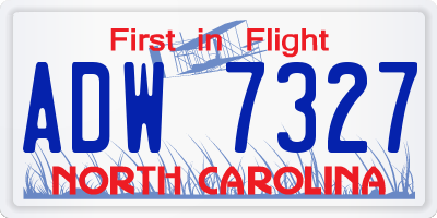 NC license plate ADW7327