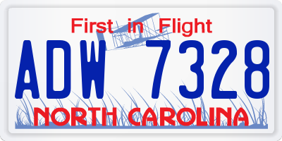 NC license plate ADW7328